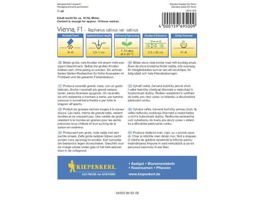 Sachet de graines pour radis Vienna F1