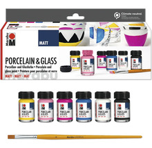 Marabu Porzellan- und Glasfarbe Set mit Farben und Pinsel