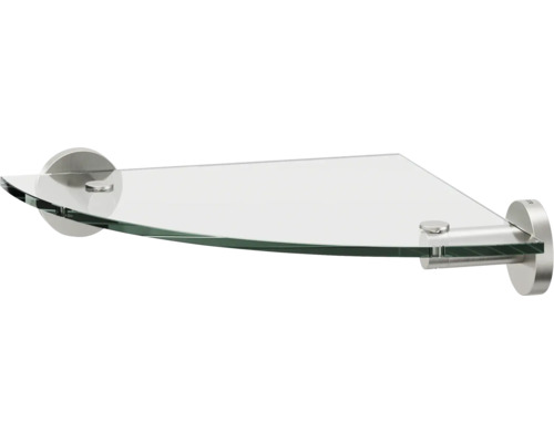 Eckregal aus Glas mit Metallhalterung für Badezimmer oder andere Räume