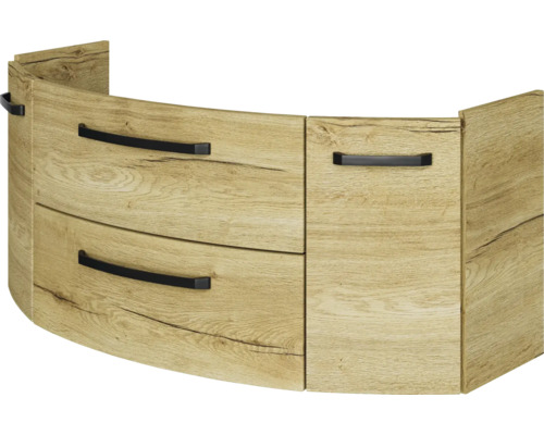 Meuble sous lavabo Jungborn VENTITRE lxhxp 116.3x49.2x46 cm halifax chêne Meuble sous-vasque en bois avec deux tiroirs et un compartiment