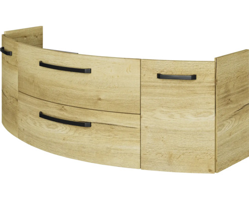 Jungborn VENTITRE Waschbeckenunterschrank BxHxT 140x49.2x48 cm halifax eiche Holz Waschtischunterschrank mit zwei Schubladen und Griffen
