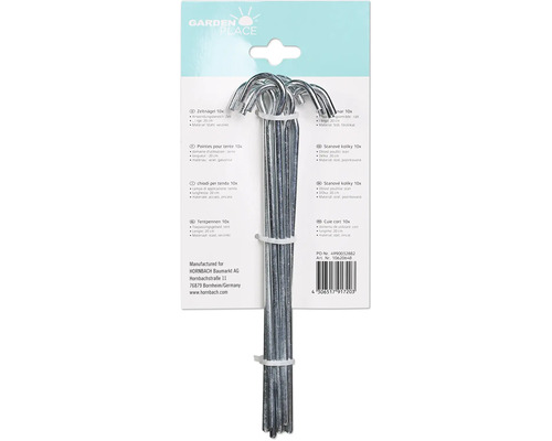 Zeltnägel, 10 Stück, circa 20 Zentimeter lang, aus Metall