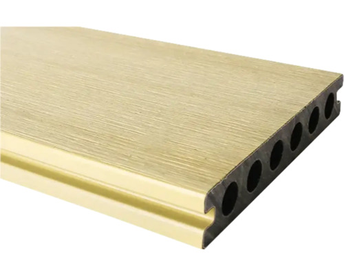 Lame de terrasse Konsta en bois composite Nativo profilé chambres creuses revêtue 23x138x3000 mm chêne crème Panneau alvéolaire en plastique pour l''intérieur