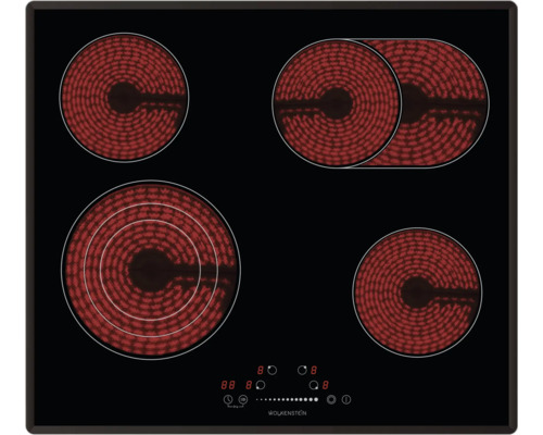 Wolkenstein WEB-C4-3KBG Glaskeramikkochfeld mit Rahmen 60 cm 4 Kochzonen autark
