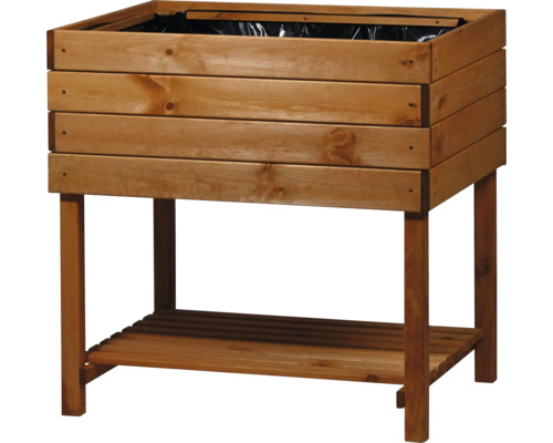 Jardinière surélevée sur pilotis dobar Kubus 78 x 58 x 78 cm marron clair Jardinière sur pieds en bois avec étagère