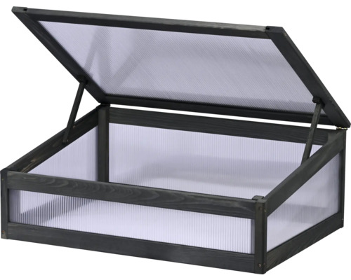 Châssis de culture en bois avec couvercle ouvert