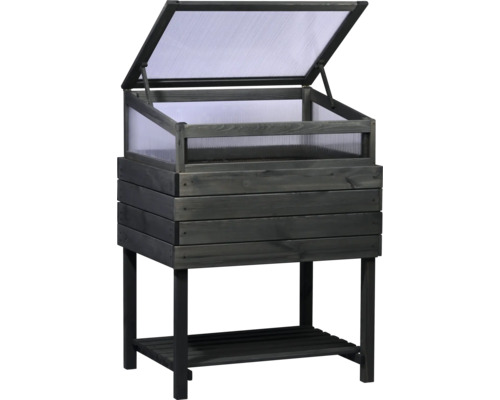 Jardinière surélevée en bois avec serre et étagère de rangement