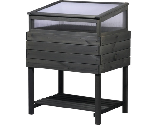 Jardinière surélevée en bois avec châssis de couche et étagère