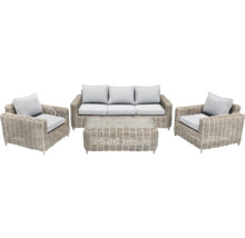 Gartenmöbelset aus Rattan mit Sofa, Sessel und Tisch