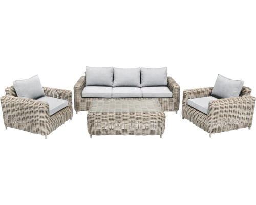 Gartenmöbelset aus Rattan mit Sofa, Sessel und Tisch