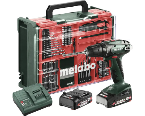 Metabo Akku-Bohrschrauber 18 V Mobile Werkstatt BS18 inklusive 2 Akkus (2,0 Ah) Ladegerät und Zubehörkoffer