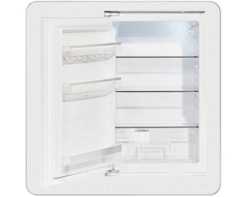 Réfrigérateur ouvert avec étagères en verre