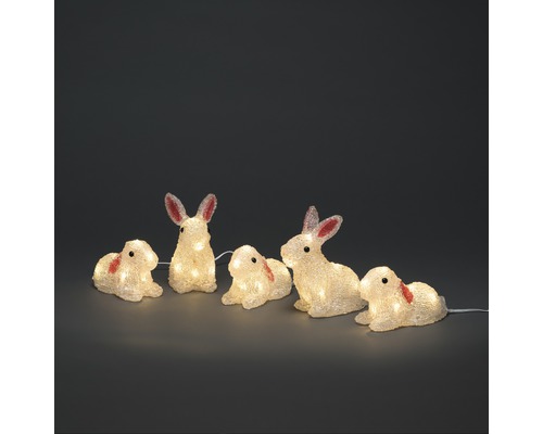 Lot de 5 figurines lumineuses Konstsmide LED acrylique lapins L 4 m couleur d'éclairage blanc chaud