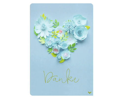 Carte postale Danke bleu cœur 10,5x14,8 cm