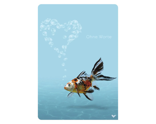 Carte postale sans mots poisson avec cœur 10,5x14,8 cm