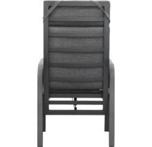 Rückansicht eines Gartenstuhls mit Polsterung und Armlehnen