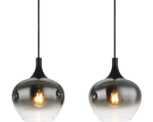 Zwei Hängelampen mit Glasschirm