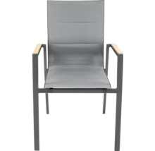 Gartenstuhl mit Armlehnen aus Metall und Textilbespannung
