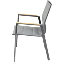 Gartensessel mit Armlehnen aus Metall und Textilbespannung