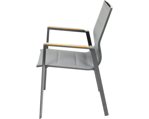 Gartensessel mit Armlehnen aus Metall und Textilbespannung