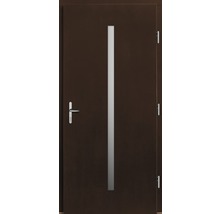 Porte d''entrée marron avec insert vertical en verre