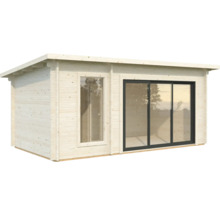Abri de jardin en bois avec fenêtre et porte coulissante