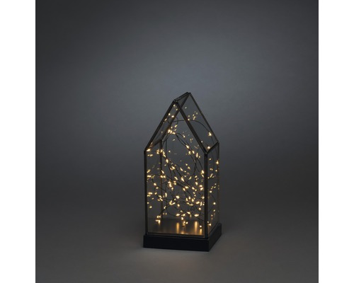 Lanterne décorative en verre en forme de maison avec éclairage intégré