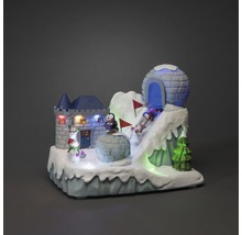 Dekorative Winterlandschaft mit Burg, Iglu, Pinguinen und Beleuchtung