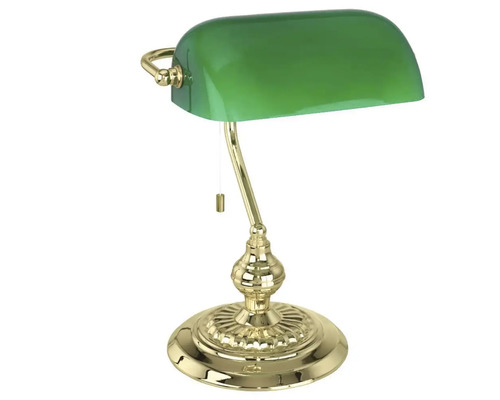 Bürolampe 1-flammig H 390 mm Bankerlampe messing/grün