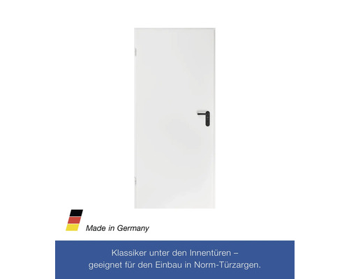 Weiße Innentür mit schwarzem Türgriff