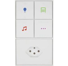 Smart Home Steuerungselement mit Licht, Rollladen, Musik Symbolen und Steckdose