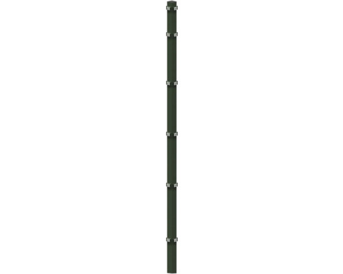 Poteau d'angle à sceller dans du béton 6 x 6/240 cm pour clôture 183 cm RAL 6005 vert mousse Poteau de portail de jardin en métal avec supports