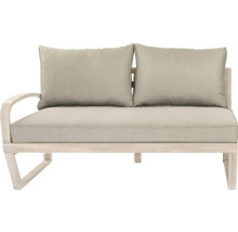 Zweisitzer Gartenbank mit Armlehne links und zwei Kissen