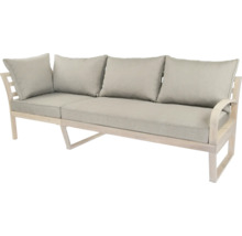 Gartensofa mit Holzrahmen und beigen Kissen
