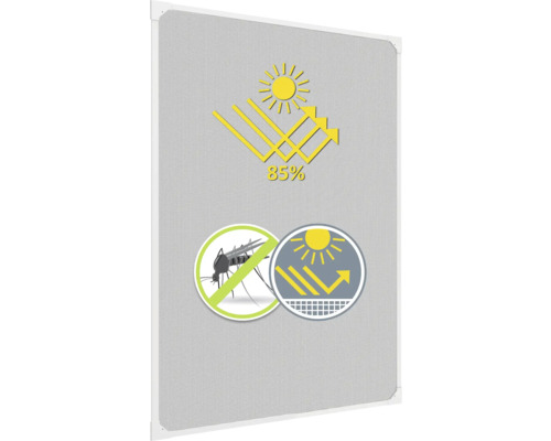 Symbol für 85 Prozent Sonnenschutz und Insektenschutz