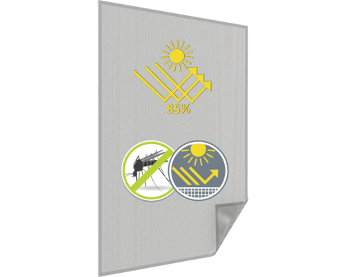 Symbole de réflexion de la lumière à 85 pour cent, symbole de protection contre les moustiques