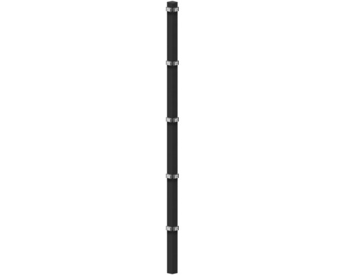 Poteau d'angle à sceller dans du béton 6 x 6/220 cm pour clôture 163 cm RAL 7016 anthracite Radiateur avec cinq tubes de chauffage