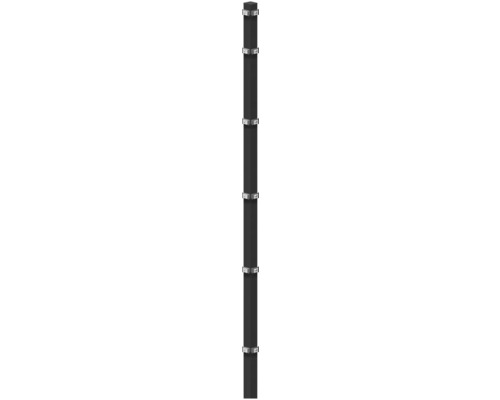 Poteau d'angle à sceller dans du béton 6 x 6/240 cm pour clôture 183 cm RAL 7016 anthracite Tuyau de descente pluviale noir en métal avec colliers de serrage