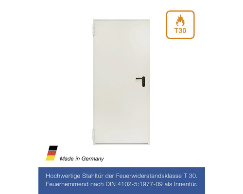 Stahltür mit T30 Feuerwiderstandsklasse und Made in Germany Kennzeichnung