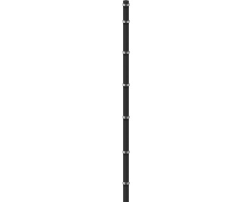 Poteau d'angle à sceller dans du béton 6 x 6/280 cm pour clôture 223 cm RAL 7016 anthracite Étagère noire avec six compartiments