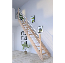 Escalier en bois avec rampe dans une pièce lumineuse