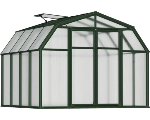 Serre avec cadre en acier et plaques en polycarbonate