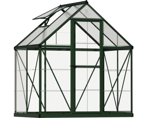 Serre avec cadre en aluminium et étagères