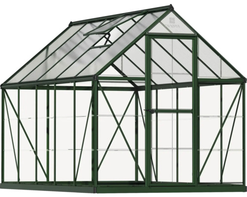 Serre avec cadre en aluminium et fenêtres en verre