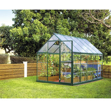Serre avec plantes dans le jardin