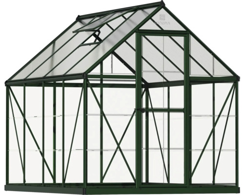 Serre avec étagères et fenêtre de toit