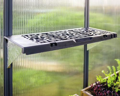 Kit d'étagères Leaves Design - pack de 8 65 x 26 cm gris Étagère de serre avec motif décoratif sur un mur de serre