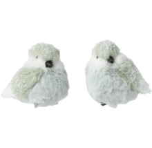 Deux oiseaux d''hiver blancs décoratifs avec paillettes