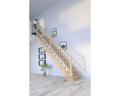 Escalier à limons Pertura Atanas chêne sans contremarches non traité droit 13 Pièce(s) marches/14 pas de marche garde-corps à barres verticales Escalier à limons Pertura Atanas chêne sans contremarches non traité droit 13 Pièce(s) marches/14 pas de marche garde-corps à barres verticales