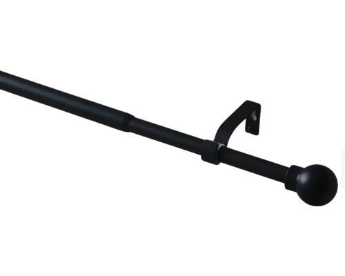 Gardinenstangen Set ausziehbar Kugel schwarz 120-210 cm Ø 16/19 mm